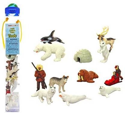 Safari Ltd Arctic TOOB With 12 Fun Figurines, Including a Harp Seal, Husky, Eskimo Hunter, Caribou, Arctic Rabbit,