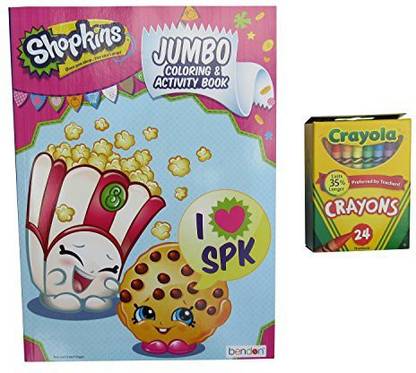Moose Toys Shopkins I Love Spk Jumbo Coloring And Activity Book With 24 Crayons