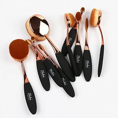 Ilobe Rose Gold Oval Toothbrush Professional Makeup Brushes Sets (pack 10) (rose Gold)
