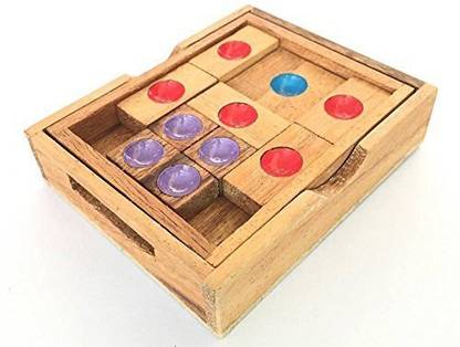 RATREE SHOP Handmade Puzzle Setting Sun: Wooden Klotski Sliding Block Puzzle Handmade Wooden Puzzles For Adults