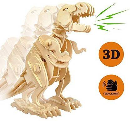 KOOWI Wooden Dinosaur Walking Robot Toys Sound Control Robotic Top Imagination Building Toy Craft Puzzles For Kids And Adult