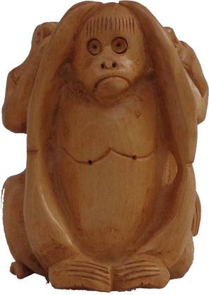 LAVANSHI 3" kadamba wood Three monkeys Idol Decorative Showpiece  -  8 cm