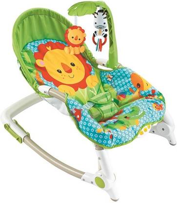 Fiddle Diddle Baby Bouncer Cum Rocker with Vibration Function, Height Adjustment and 2 Toys (Lion Yellow) Rocker and Bouncer