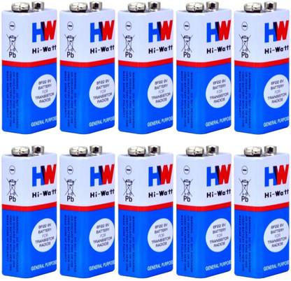 BALRAMA 10pcs 9 VOLTS BATTERY HI-WATT 100% Original 6F22 9V Long Life Carbon Zinc Batteries for Electronic Toys, Clocks, Walkie-Talkies, Smoke Alarms, Handheld Test Equipment, Digital Instruments, Transistor Radios Battery