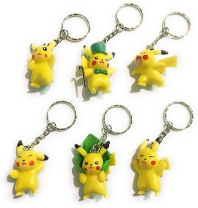 24x7 Set Of 6 Pcs Pokemon Go Pikachu Premium 3D Pvc Keychain size 4 cm Limited Edition Yellow Lustre With Realistic Detailing Key Chain