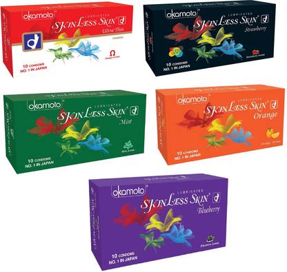 okamoto Skinless Skin - Combo 5, Ultrathin Condoms - Imported, Japan's No. 1 Condom