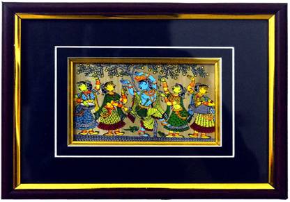 HAASTIKA handcrafted Radha krishna pattachitra paintings Watercolor 7 inch x 9 inch Painting