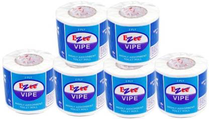EZEE Vipe Highly Absorbent Toilet Roll 2 Ply (42 Mtr, 1650 x 10 Cms) (Pack of 6) Toilet Paper Roll