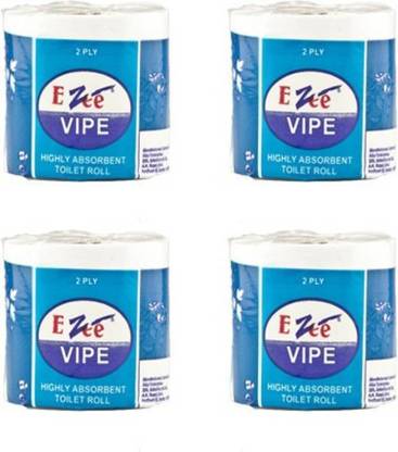 EZEE Vipe Highly Absorbent Toilet Roll 2 Ply (42 Mtr, 1650 x 10 Cms) (Pack of 4) Toilet Paper Roll
