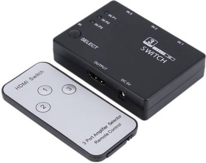 Cables Kart 3-Port HDMI Switch/Switcher With Remote & Power Adapter, 3D 1080P, for Bluray, For PVR/Netflix/Roku/Kodi Box, PS4/PS3 Combo Set Designed for Gaming