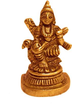 Aesthetic Decors Saraswati Sitting On Peacock Decorative Showpiece  -  6 cm