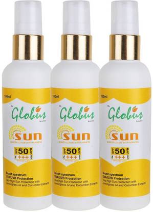 Globus Remedies Sunscreen - SPF 50 PA+++ Sunscreen Lotion With Fairness SPF 50 PA+++ Pack of 3
