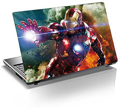 Monika Creations Iron Man Laptop Skin, Vinyl Vinyl Laptop Skin Compatible for 15.6 inch