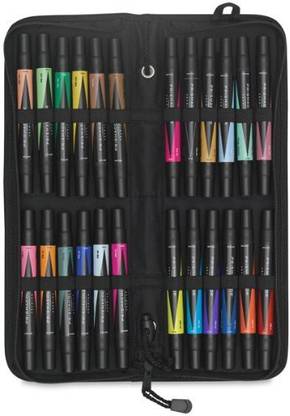 PRISMACOLOR Premier Double Ended Art Markers, Fine And Chisel Tip, 24 Count With Carrying Case