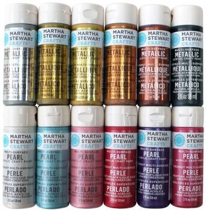 Martha Stewart Crafts Multi Surface Acrylic Craft Paint Set , Promomet/Prl Metallic And Pearl Selling Colors