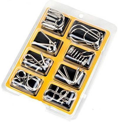 Idealgo Iq Toys Set Iq Test Mind Game Toys Brain Teaser Metal Wire Puzzles Magic Trick Toy Assembly & Disentanglement Puzzle Ed