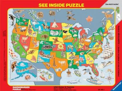 RAVENSBURGER Usa States And Capitals See-Inside Frame Puzzle