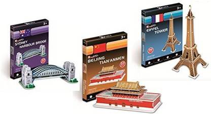 Cubicfun 3D Puzzle - Sydney Harbour Bridge + Beijing Tian'An Men + Paris Eiffel Tower