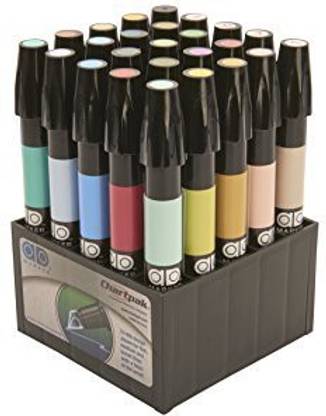 Chartpak Ad Markers, Tri Nib, 25 Assorted Landscape Colors In Tabletop Cube, 1 Each