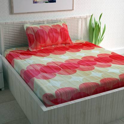 Curl Up 104 TC Cotton Single Printed Flat Bedsheet