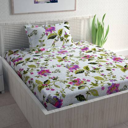 Divine Casa 104 TC कॉटन सिंगल प्रिंटेड बेडशीट