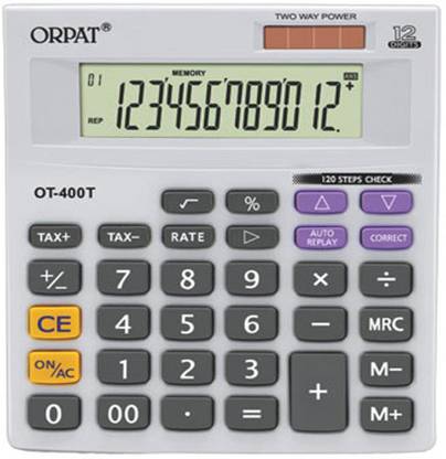 ORPAT OT-400 12 Digits With 120 Steps Basic  Calculator