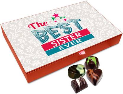 Chocholik Raksha-bandhan Gift Box - The Best Sister Ever Chocolate Box For Brother / Sister - 12pc Truffles