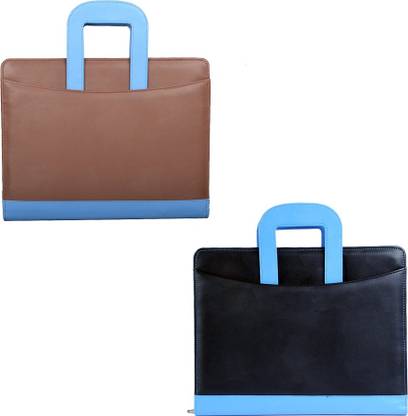 COI leatherite brown/blue and black/blue file folder and resume folder for documents and certificate for office executive folder and interview document file and folders for students with Free writing pad and pen ( set of 2 )