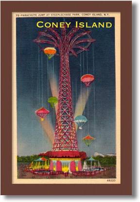 PosterMart Coney Island Vintage Travel Poster Digital Reprint 7 inch x 5 inch Painting