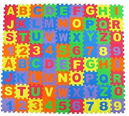 YOYOSTORE Alphabet Letters And Numbers Foam Puzzle Square Blocks Foam Mat 5X5 Inches
