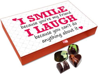 Chocholik Friendship Gift - I Smile Because Of You My Friend Chocolate Box - 12 Pc Truffles