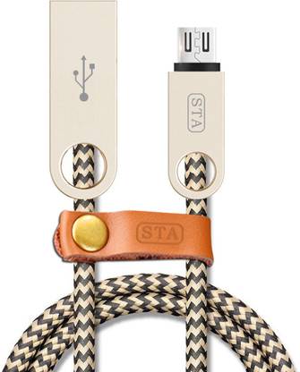 STA Micro USB Cable 2 A 1 m Designer Zinc connector Nylon Braided High Speed,Quick Charge 2.4 Amp & Data Sync Micro USB Cable (Gold) 16346-1