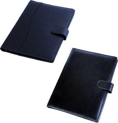 COI leatherite black stylish file folder and resume folder for documents and certificate for office executive folder and interview document file and folders for students ( set of 2 )