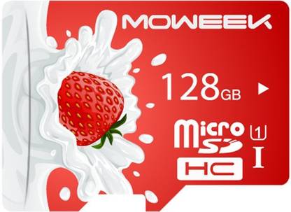 Moweek TF Card - Red 128GB Pro 128 GB SD Card Class 10 90 MB/s  Memory Card Compatible with Mobile
