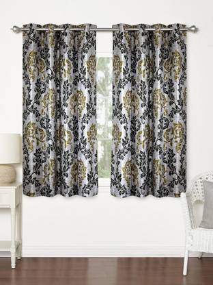 Spring Ville 150 cm (5 ft) Polyester Semi Transparent Window Curtain (Pack Of 2)