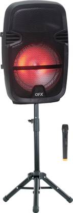 QFX Portable Party Speaker Wireless Microphone & Stand Included 240 W Portable Bluetooth Home Theatre