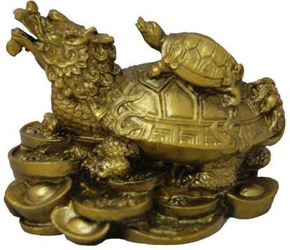 Atharv Enterprises Dragon Headed Tortoise With Baby Decorative Showpiece  -  7 cm