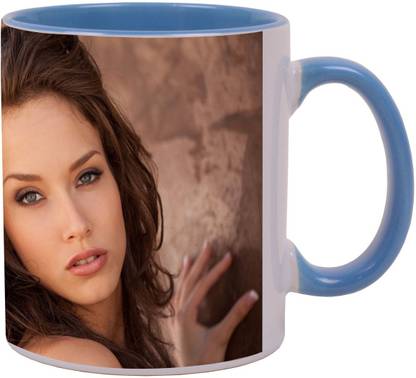 Arkist malena morgan portrait Blue Ceramic Coffee Mug