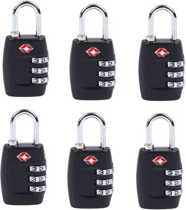 DOCOSS Set Of 6-TSA Approved 3 Digit USA luggage Bag Number Padlock For Travelling International Safety Lock