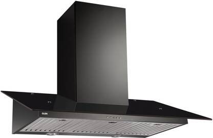 Glen Kitchen GL 6077 SS Black 60cm 1250 m3/hr Easy Clean Baffle Filter - Life Time Warranty Wall Mounted Black 1250 CMH Chimney