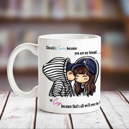 HUPPME Smile Cry White Coffee Ceramic Coffee Mug