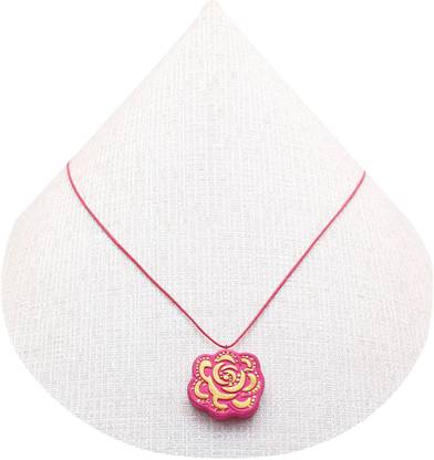 Terramart Terramart Pink, Gold Terracotta Neckwear For Women Fabric Pendant Set