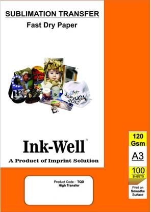 Ink Well Sublimation TQD Paper 13x19 A3+ Size Fast Dry - 100 Sheet, 120 GSM Unruled A3 120 gsm Printer Paper