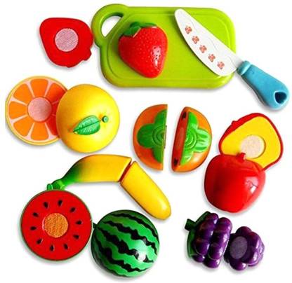 Firstep Realistic Sliceable Fruits Cutting Play Toy Set with Velcro, Multi Color