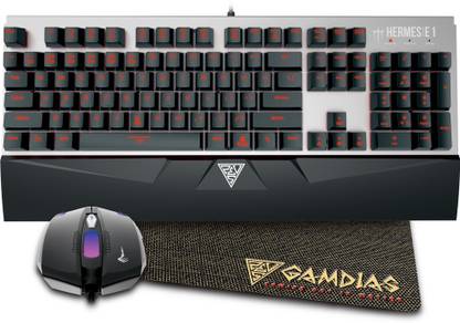 GAMDIAS Hermes E1 Mechanical Gaming Keyboard with Demeter E2 Optical Gaming Mouse and NYX E1 Mousepad Combo Set