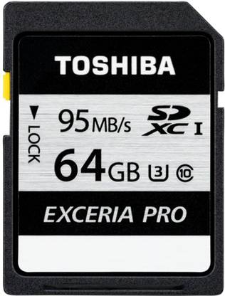 TOSHIBA THN-N401S0640A4 Exceria Pro 64 GB SDXC UHS Class 3 95 MB/s  Memory Card Compatible with Camera