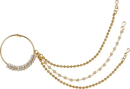 JEWELS GURU Pearl Gold-plated Plated Alloy Nose Ring