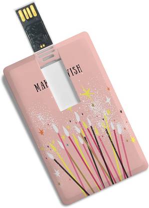 100yellow Credit Card Shape Make Wish Printed High Speed 16GB Pen Drive 16 GB Pen Drive Compatible with Netbook, Gaming Console, Desktop Computer, Tablet, Mobile, Audio Player, Television, Laptop USB 2.0 Plastic Case