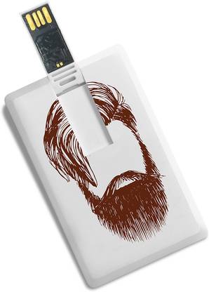 100yellow 8GB Credit Card Shape Designer High Speed Beard Printed Pendrive 8 GB Pen Drive Compatible with Netbook, Gaming Console, Desktop Computer, Tablet, Mobile, Audio Player, Television, Laptop USB 2.0 Plastic Case
