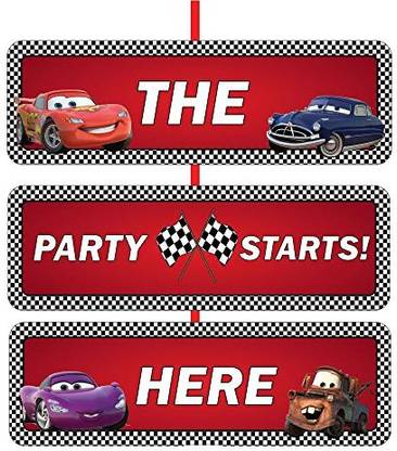 Party Propz CAR BIRTHDAY DECORATION/DOOR BANNER 2 FT SET OF 1/ CAR PARTY SUPPLIES / DOOR Banner